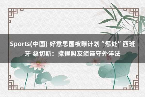 Sports(中国) 好意思国被曝计划“惩处”西班牙 桑切斯：撑捏盟友须谨守外洋法